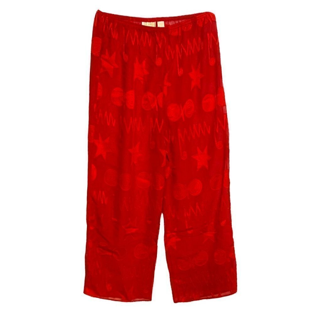 Victoria’s Secret Gold Label Sheer Wide Leg Pajama Pants Red Size Small